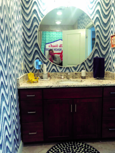 guest bathroom with custom paint